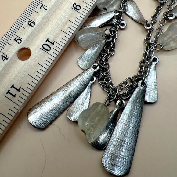 Vintage Boho Metal & Quartz Crystal Pendant Necklace.  B53 - Picture 12 of 12